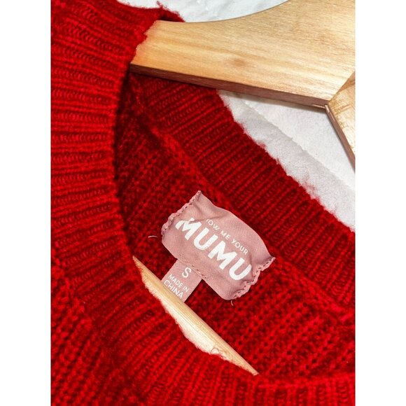 Show Me Your Mumu Red  Dixon Balloon Sleeves Knit Sweater Women's Size S - Picture 6 of 9